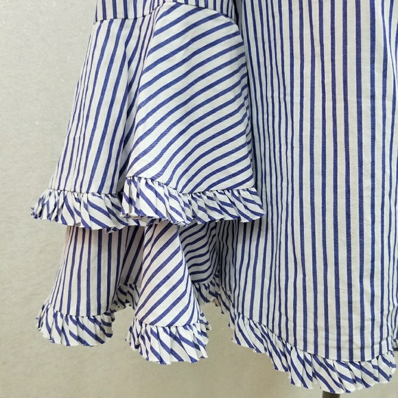 ECI Off Shoulder Bell Sleeve Striped Blouse NWOT - Picture 5 of 8